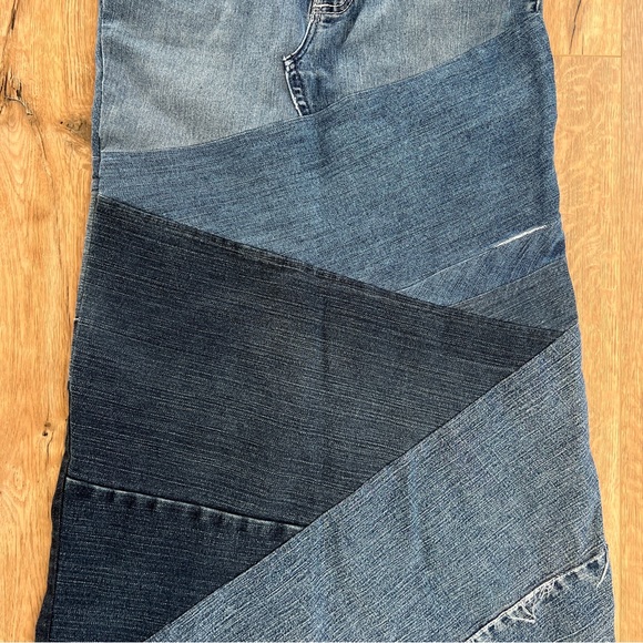 Wrangler Patchwork Denim Maxi Jean Skirt Size - Picture 5 of 16